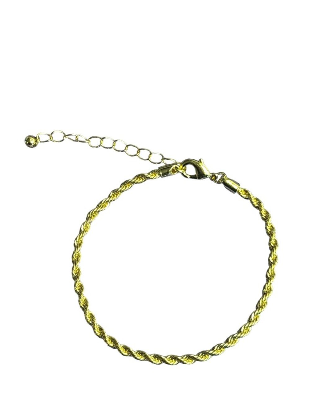 Goldtone Twisted Rope Chain Bracelet Lobster Clasp 6.75 - 8.75 inches Long